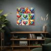 Nine Colorful Painted Hearts Standard Canvas