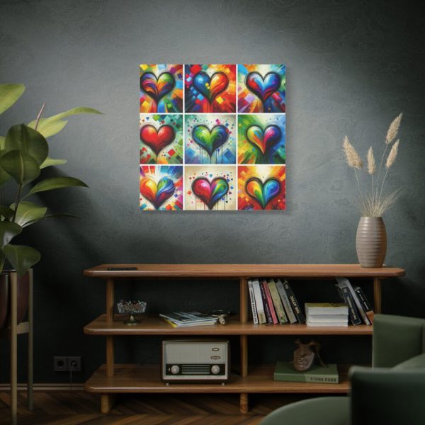 Nine Colorful Painted Hearts Standard Canvas