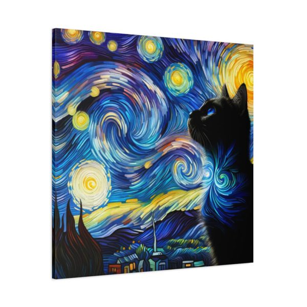 101419-330.jpg Cat Looking up at Swirling Night Sky Standard Canvas