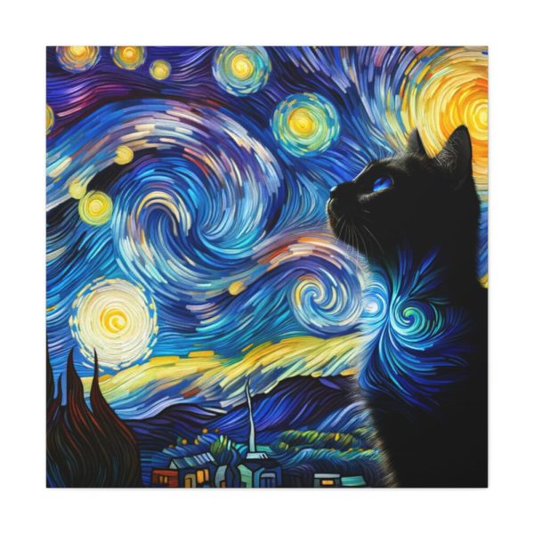 101419-331.jpg Cat Looking up at Swirling Night Sky Standard Canvas