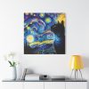 101419-332.jpg Cat Looking up at Swirling Night Sky Standard Canvas