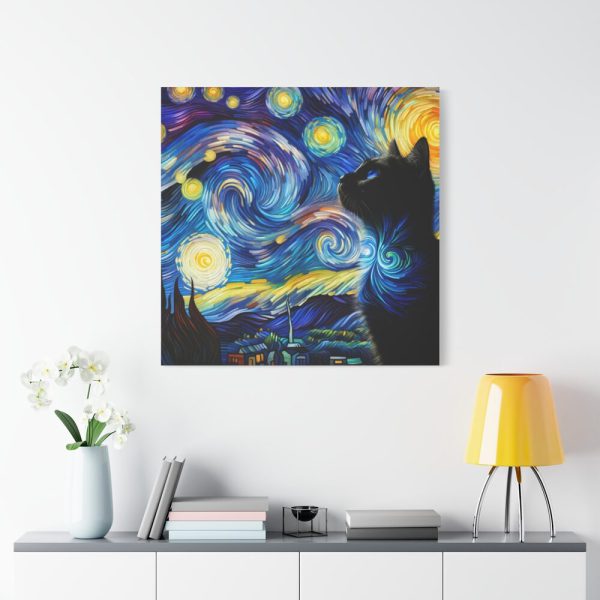 101419-332.jpg Cat Looking up at Swirling Night Sky Standard Canvas