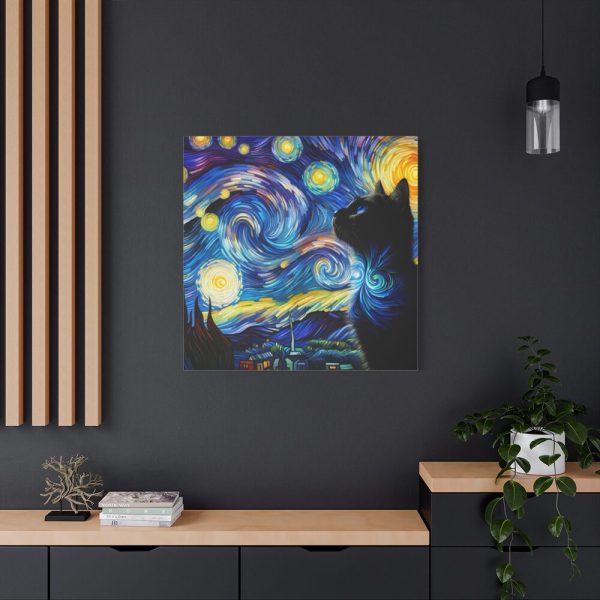 101419-333.jpg Cat Looking up at Swirling Night Sky Standard Canvas