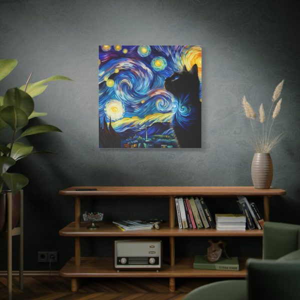 101419-334.jpg Cat Looking up at Swirling Night Sky Standard Canvas