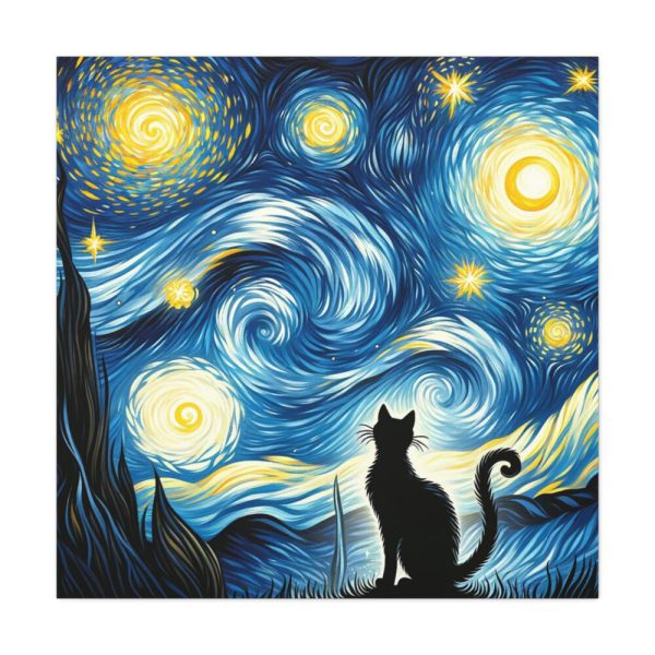 101419-341.jpg Black Cat Silhouetted Against a Night Sky Standard Canvas