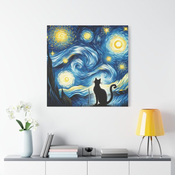 101419-342.jpg Black Cat Silhouetted Against a Night Sky Standard Canvas