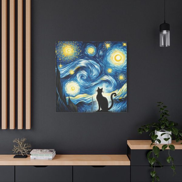 101419-343.jpg Black Cat Silhouetted Against a Night Sky Standard Canvas