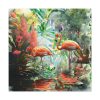 Two Flamingo Birds in Lush Tropical Standard Canvas