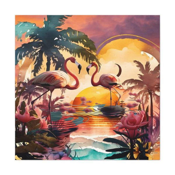 Two Tropical Flamingos Standard Canvas