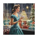 Retro 1950s Lady Christmas Standard Canvas - Image 2