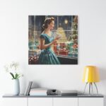 Retro 1950s Lady Christmas Standard Canvas - Image 3