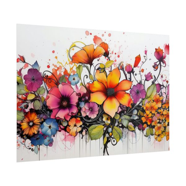101875-257.jpg Colorful Watercolor Flowers on White Background Poster