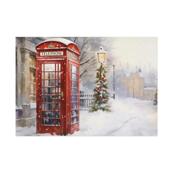 Red Christmas Phone Booth Poster
