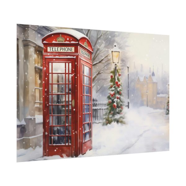 Red Christmas Phone Booth Poster