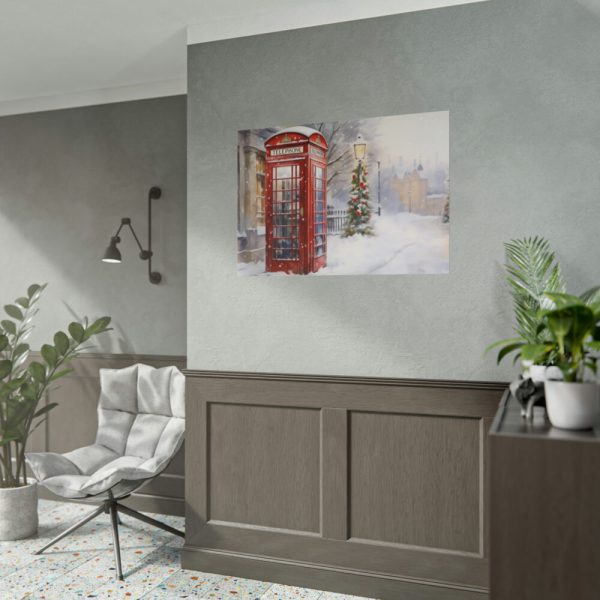 Red Christmas Phone Booth Poster