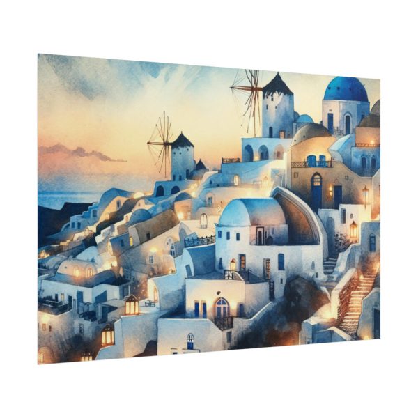 101875-432.jpg Oia Village in Santorini at Night Poster