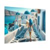 Woman With Blue Hair in Greece Poster