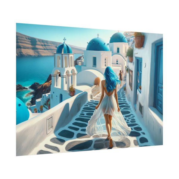 Woman With Blue Hair in Greece Poster