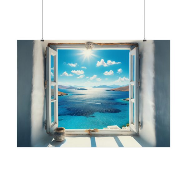 View of the Sea From the Window in Greece Poster