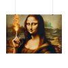 101875-641.jpg Mona Lisa Raising Index Finger With Fire Poster