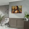101875-644.jpg Mona Lisa Raising Index Finger With Fire Poster