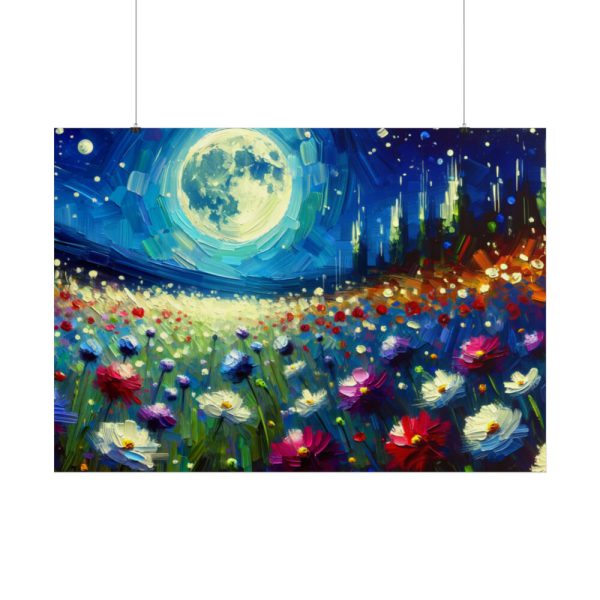 101875-651.jpg Moonlit Field of Colorful Flowers Poster