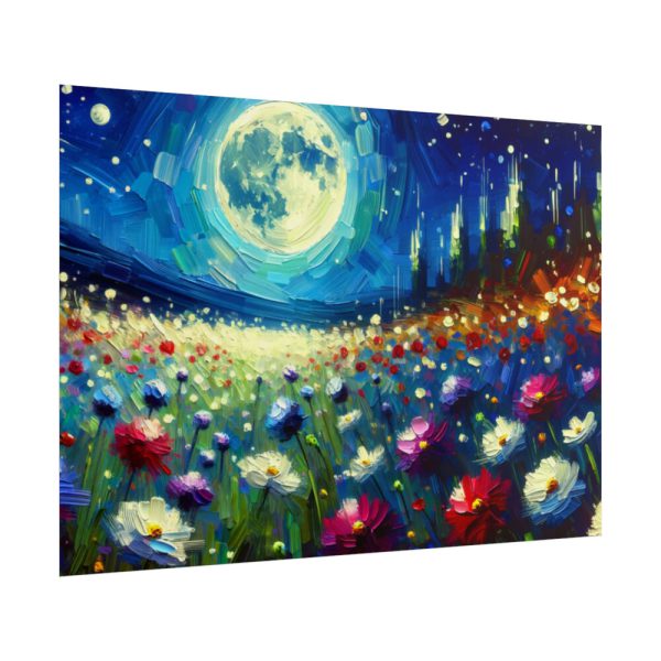 101875-652.jpg Moonlit Field of Colorful Flowers Poster