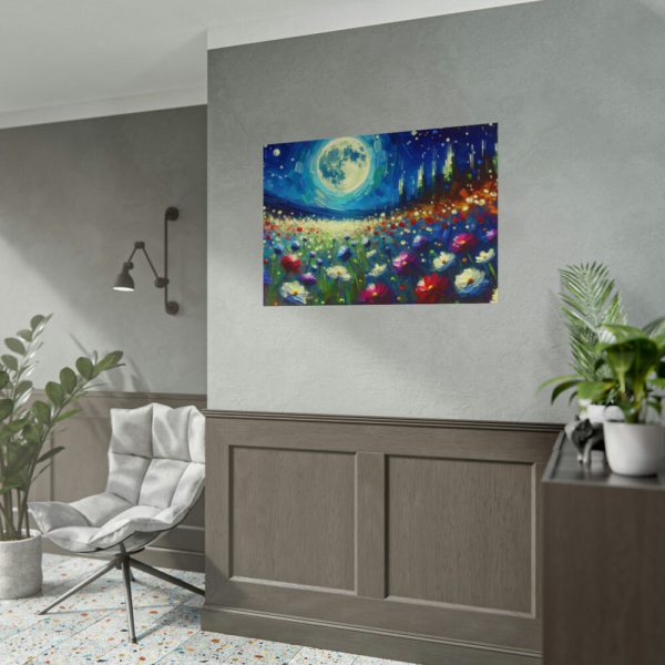 101875-654.jpg Moonlit Field of Colorful Flowers Poster