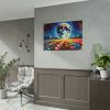 Bright Moon Over Vibrant Field of Flowers Poster
