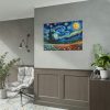 101875-664.jpg Swirling Night Sky Above Vibrant Field of Flowers Poster