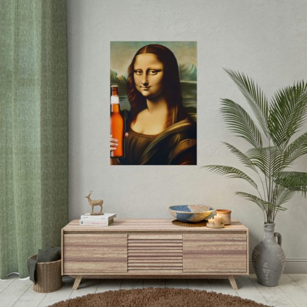 101894-248.jpg Mona Lisa Holding Beer Poster