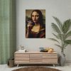 101894-268.jpg Young Girl like Mona Lisa Casually Smoking Cigarette Poster