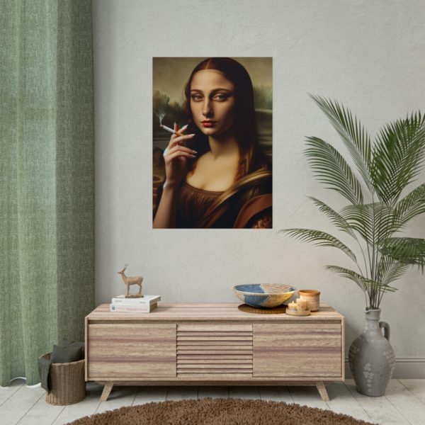 101894-268.jpg Young Girl like Mona Lisa Casually Smoking Cigarette Poster