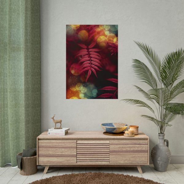 101894-3.jpg Fern, Plant, Bokeh, Glare, Tulips Poster
