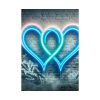 Two Interlocking Neon Hearts in a Graffiti Style Poster