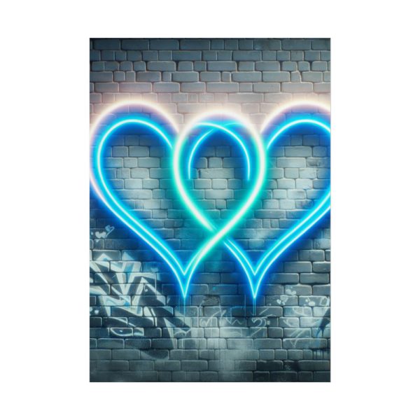 Two Interlocking Neon Hearts in a Graffiti Style Poster