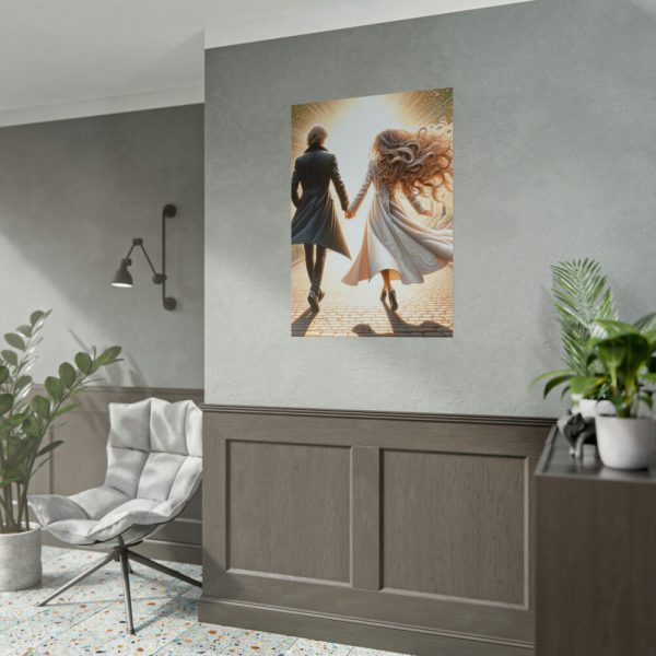 Couple Holding Hands on a Sunny Day Poster