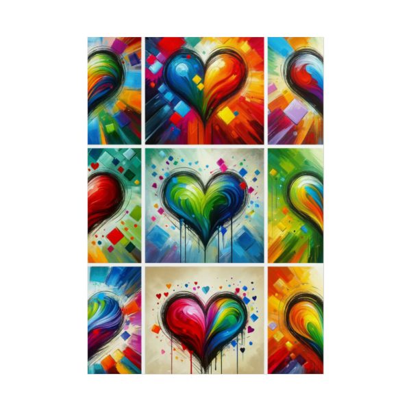 Nine Colorful Painted Hearts Poster