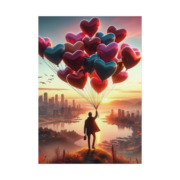 Man With Heart-Shaped Balloon Adventure Poster