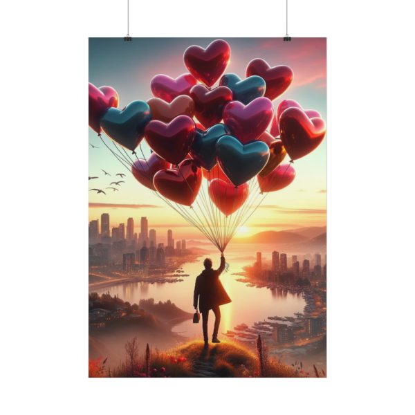 Man With Heart-Shaped Balloon Adventure Poster