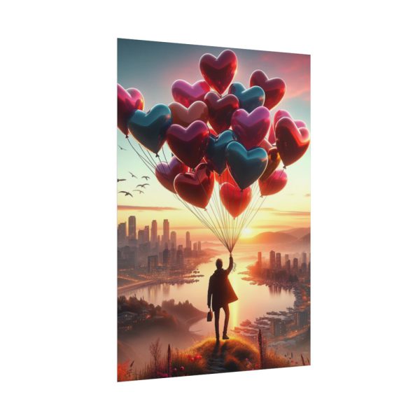Man With Heart-Shaped Balloon Adventure Poster