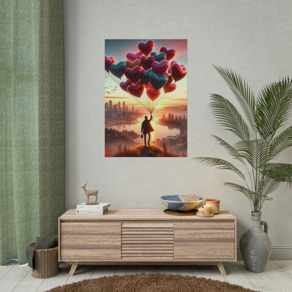 Man With Heart-Shaped Balloon Adventure Poster