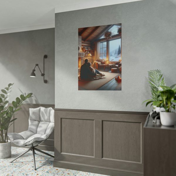 Couple in a Romantic Winter Cabin Poster