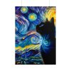 101894-441.jpg Cat Looking up at Swirling Night Sky Poster