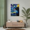 101894-443.jpg Cat Looking up at Swirling Night Sky Poster
