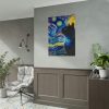 101894-444.jpg Cat Looking up at Swirling Night Sky Poster