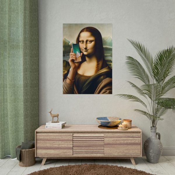101894-448.jpg Mona Lisa Talking on a Smartphone Poster