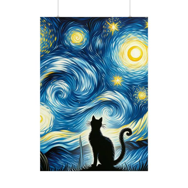 101894-451.jpg Black Cat Silhouetted Against a Night Sky Poster