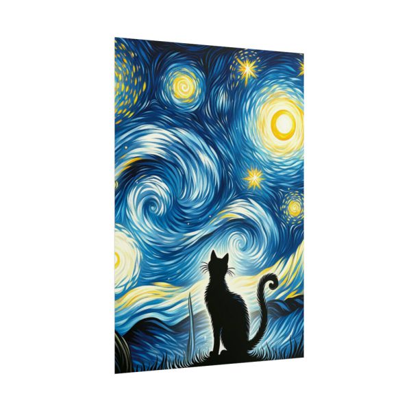 101894-452.jpg Black Cat Silhouetted Against a Night Sky Poster