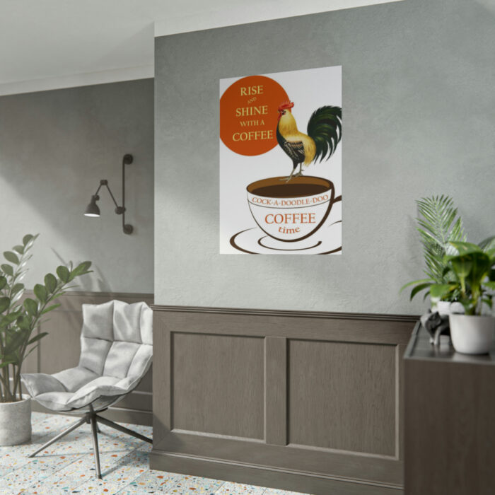 Coffee Cup Rooster Retro Poster - Image 15